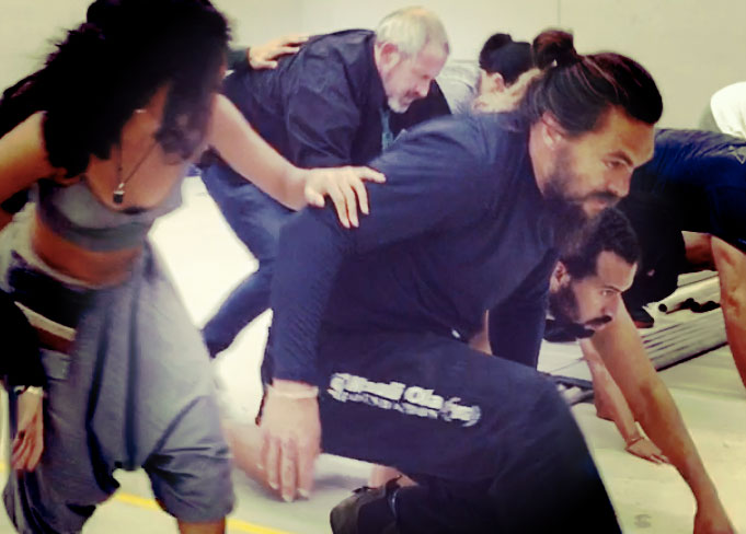 training with Jason Momoa on the set of the Apple+ show See